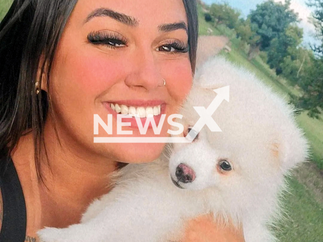 Picture shows Emilly Talita Rodrigues with her dog, undated. She denounced her ex-husband Josemar Danilo da Silva stabbed her 2-year-old spitz Theodoro in Porto Ferreira, Brazil, on May 08, 2025. Note: Private photo taken from social media. (@emilly.talita.10/Newsflash/NX)