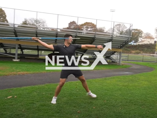 Illustrative image shows a man throwing a javelin, undated. Note: Image is a screenshot from video. (Newsflash/NX)