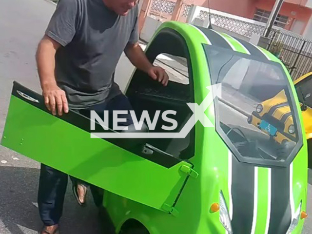 Video shows 'Nanico P50', undated. Caio Strumiello, 53, built the vehicle in Sao Vicente, Brazil. Note: Photo is a screenshot from a video. (@caio.str/Newsflash/NX)