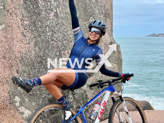 Cyclist Graziela Claudia Vieira poses in undated photo. She died after being hit by a car in Imbituba, Brazil, May 19, 2025. Note: Private photo taken from social media. (Newsflash/NX)