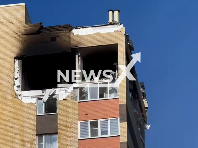The photo shows devastation from the explosion at a multi-storey building in Stavropol, Russia on Wednesday, May 21, 2025. Note: Screenshot from video. (Newsflash/NX)