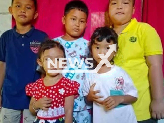 Picture shows the two siblings, sister (front right), brother (back middle), undated. The two siblings were found dead in each other's arms in Lampung, Indonesia, May 14, 2025. Note: Private photo taken from social media. (Newsflash/NX)