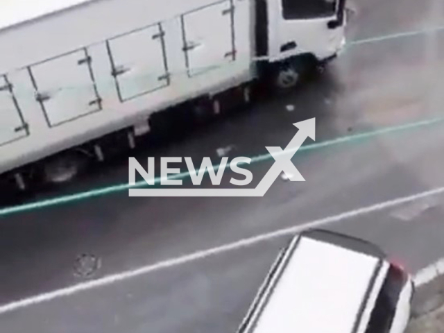 This image is a screen grab of the video supplied titled NewsX-SpillHill-01.mp4: The car lost control of the steering wheel and went onto the pavement in Uskudar, Turkey, on Saturday, May 17, 2025.(Clipzilla/NX)