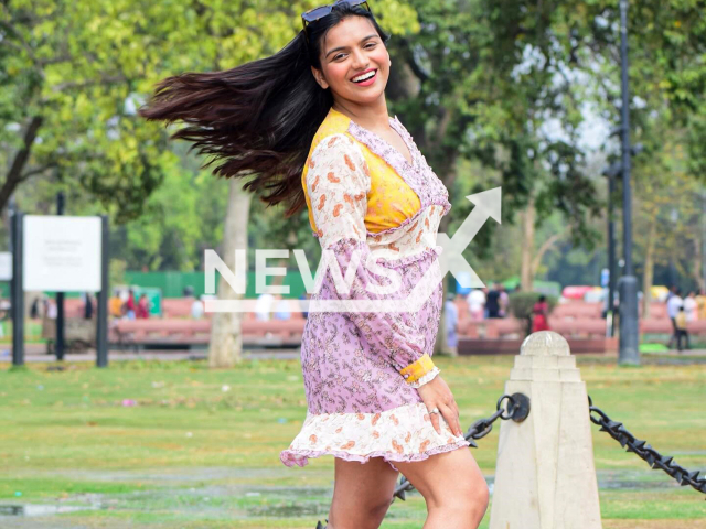 Picture shows Namrata Jha, undated. She got injured when she tried a new chair she bought. Note: Private photo taken from social media. (@namrataaaaaa_/Newsflash/NX)