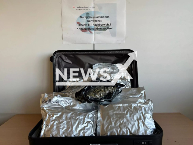 Police discovers a total of 11.3 kilograms of cannabis in British man's suitcase at Vienna airport in Austria, May 27, 2025. The man pleaded not guilty. Note: Police photo. (LPD NO/Newsflash/NX)