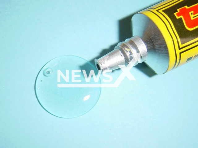 Illustrative image shows nitrocellulose adhesive dispensed from a tube, undated. Note: Photo from Wikipedia. (Newsflash/NX)
