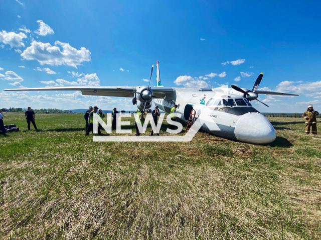 Picture shows the aircraft involved in the incident, undated. The plane flying from Irkutsk to Kirensk, rolled off the runway while landing on the landing pad in Kirensk, Russia, on May 26, 2025. Note: Licensed photo. (Eastern Interregional SUT SK of Russia/Newsflash/NX)