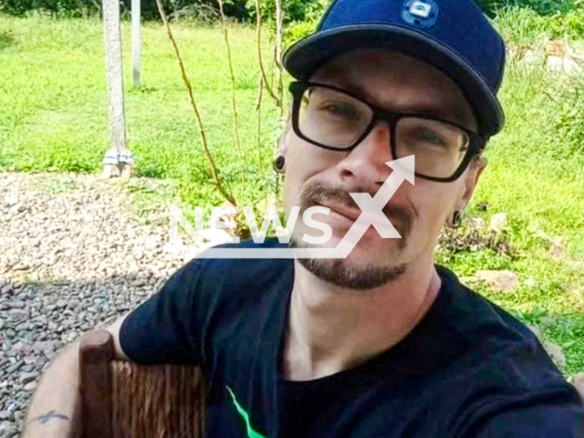 Roberto Peterson Hubner, 33, poses in undated photo. He died after being hit by a ball in the stomach during a football match in Corupa, Brazil, June 3, 2025. Note: Private photo. (Newsflash/NX)