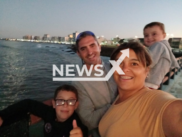 Picture shows Rocío Villarreal y Fernando Dellarciprete with children, undated. He stabbed her to death, killed their children and committed suicide in Tres Arroyos, Argentina. Note: Private photo taken from social media. (Newsflash/NX)