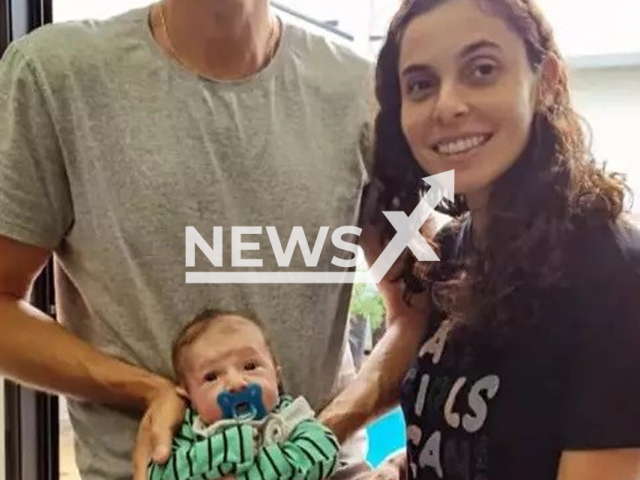 Rafael Horta poses with wife Cristiane Laurito and son, undated. He committed suicide after killing his wife and son in Limeira, Brazil, June 6, 2025. Note: Private photo taken from social media. (Newsflash/NX)