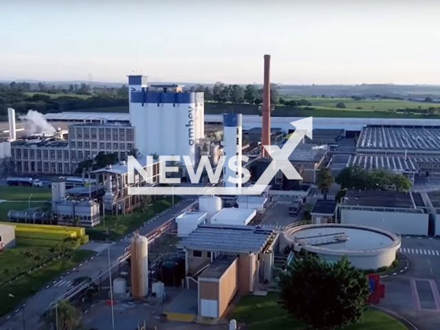 Illustrative photo shows Ambev, undated. A  former Brazilian employee sued the brewery for becoming an alcoholic. Note: Image is a screenshot from video. (Newsflash/NX)