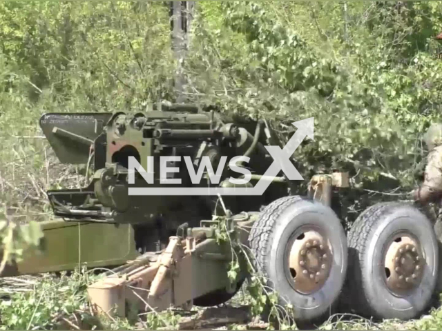 Artillery of the Donetsk People's Republic suppresses the activity of Kyiv nationalists in the Avdiivka area, Donetsk region in May 2022. Note: Photo is a screenshot from the video (@nm_dnr/Newsflash)