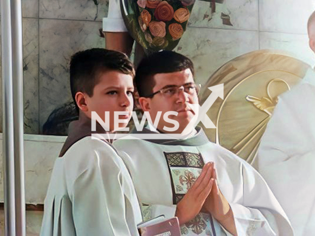 Picture shows the altar boy, undated. Andres Alejandro Santana Hernandez, a 14-year-old boy lost his life after accidentally falling into a canal with crocodiles in the municipality of Lazaro Cardenas, Michoacan, Mexico on July 18, 2025. Note: Photo from parish. (@parroquiaguadalupecortazar/Newsflash/NX)