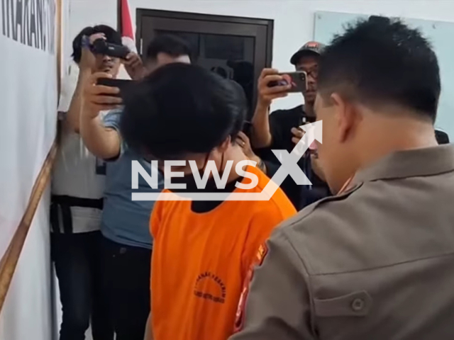 Picture shows the suspect A.K., undated. He was arrested for forcing his girlfriend in prostitution in Cikarang, Indonesia. Note: Image is a screenshot from video. (Newsflash/NX)