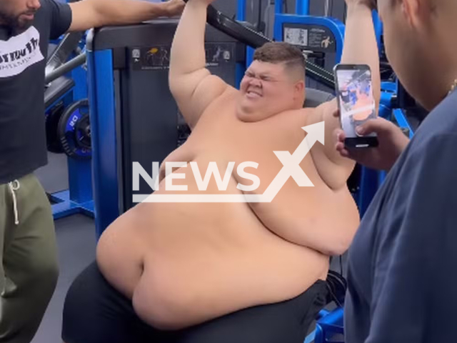 Gordao da XJ works out at a gym in Sao Paulo, Brazil, undated. The 20-year-old influencer already lost 100 kg. Note: Private photo. (Newsflash/NX)