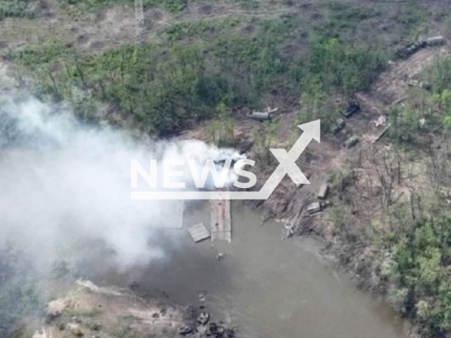 Ukrainian special forces in order to stop the offensive in the direction of Severodonetsk and Lysychansk, destroyed the railway bridges captured by the Russian Army, in the Luhansk region, Ukraine, in May, 2022.   Note: Private photo.  (@Pravda_Gerashchenko/Newsflash)