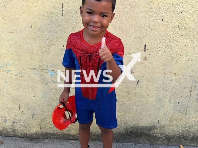 Enzo Gabriel Assis, 5, poses in undated photo. He was shot in Nova Iguacu, Brazil, Aug. 15, 2025. Note: Private photo. (Newsflash/NX)