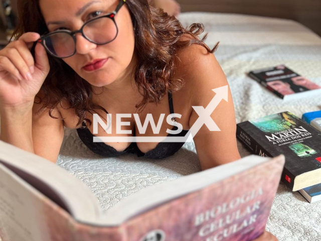 Brazilian teacher Rosana dos Reis Abrantes poses in undated photo. She created an account on OnlyFans. Note: Private photo. (@prof_biosexy/Newsflash)