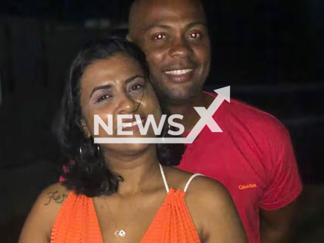 Picture shows Laina Santana Costa Guedes, 37, who was killed by her partner Ramon Guedes (pictured), undated. The incident took place in Lauro de Freitas, Brazil. Note: Private photo. (Newsflash/NX)