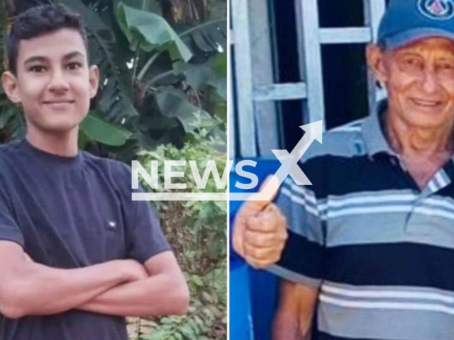 Joao Emmanuel da Silva, 66, and his nephew, Elias Emmanuel da Silva Andrade, 16, posing in undated photos. They were found dead inside a canoe in the municipality of Manaquiri, Brazil, on Sunday, 31 August 2025. Note: Private photo. (Newsflash/NX)