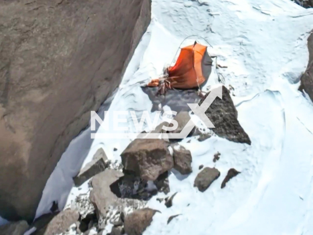 Video shows the scene of the death of climber Natalia Nagovitsina, Sep. 2, 2025. A group of climbers managed to launch a drone. Note: Photo is a screenshot from a video. (Newsflash/NX)