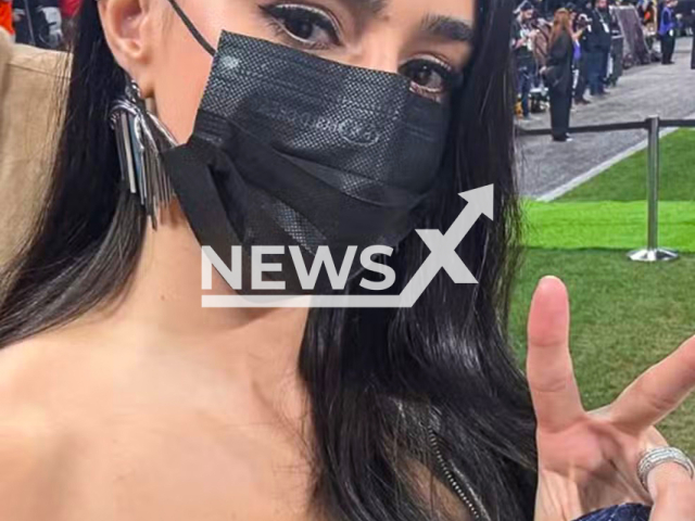 Bruna Biancardi poses with a mask in undated photo. She said she wore a mask because of facial cellulite during the NFL game in Sao Paulo, Brazil, on Sept.5,2025. Note: Private photo. (Newsflash/NX)