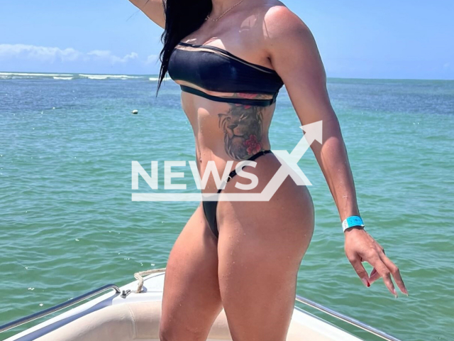 Brazilian bodybuilder Leyliane Costa poses in undated photo. She discovered an alleged betrayal of her husband. Note: Private photo taken from social media. (@leyli_anee/Newsflash/NX)