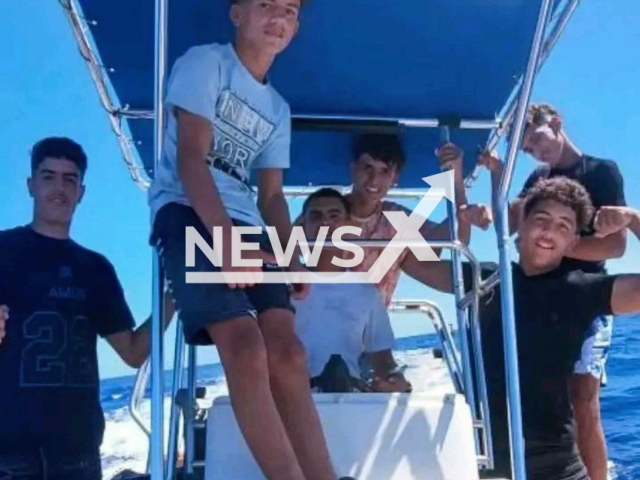 Picture shows the teens who celebrated on a stolen boat, undated. The Algerians arrived in Spain. Note: Private photo taken from social media. (Newsflash/NX)