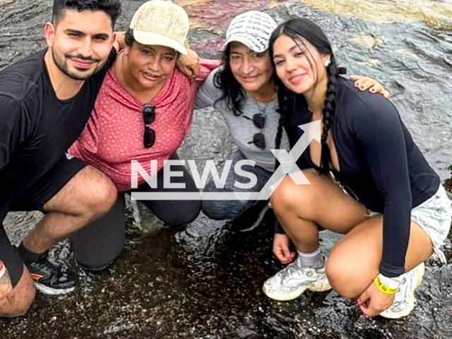 Yudi Alexandra Castellanos poses with unnamed people in undated photo. She was found dead in La Macarena, Colombia, on Sept.09,2025. Note: Private photo. (Newsflash/NX)