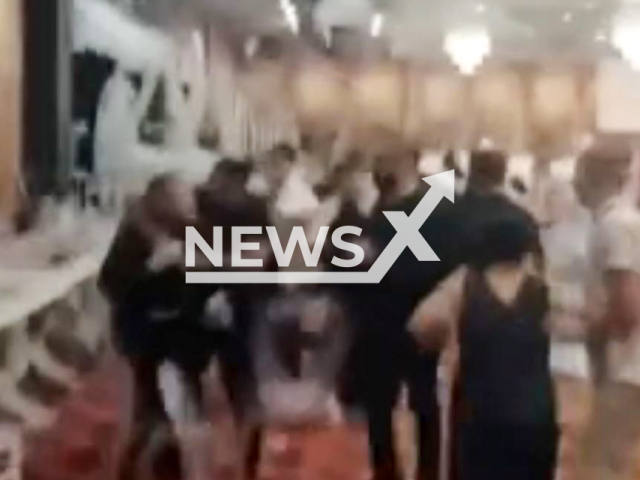 Video shows the fight among the guests at the wedding in Seyhan, Adana, Turkey, undated. An argument broke out between the bride and the groom. Note: Photo is a screenshot from a video(Newsflash/NX)