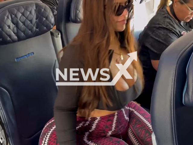 Influencer Gracie Bon says she has to pay for two seats on a plane in undated footage. She is demanding larger seats. Note: Photo is a screenshot from a video(@graciebon/Newsflash/NX)