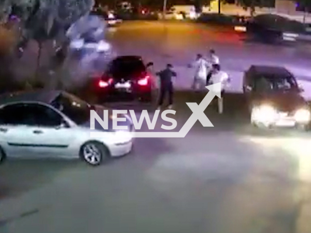 This image is a screen grab of the video supplied titled NewsX-FlyingCar-01.mp4: Footage shows a vehicle out of control and crashing into a car wash in Ankara, Turkey on the 11th of August, 2025.