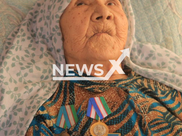 Picture shows 130-year-old Khuvaido Umarova, undated. She was recognized as the oldest woman in Uzbekistan. Note: Government photo. (@minjustuz/Newsflash/NX)