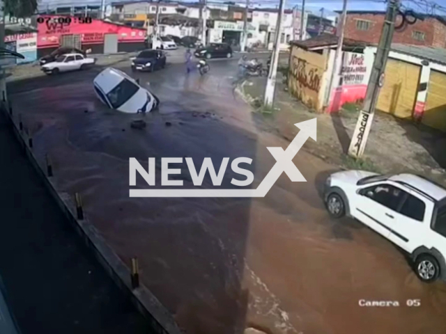 Car was 'swallowed' by a hole that opened on 16th of May 2022 in Natal, Rio Grande do Norte in Brazil, after heavy rains. Note: Photo is a screenshot from the video (Newsflash)