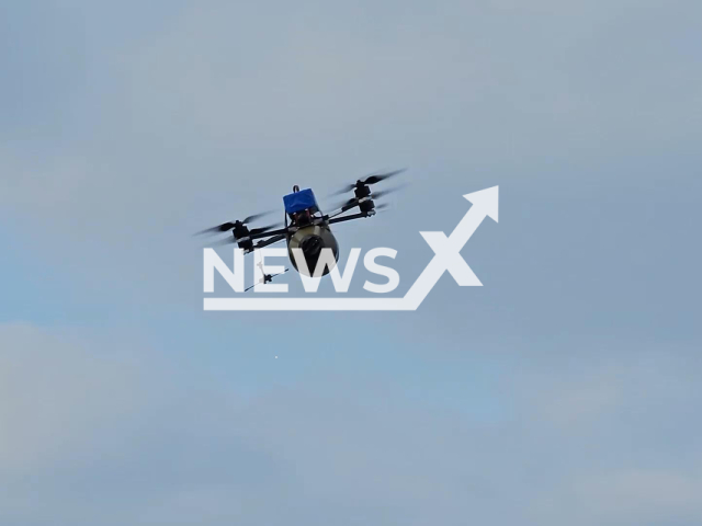 This image is a screen grab of the video supplied titled NewsX-DroneOperators-01.mp4: Footage shows Russian drones hitting Western-made armoured personnel carrier and armored vehicle, as well as a Ukrainian BMP-2 infantry fighting vehicle with personnel attempting to conduct a rotation at forward positions in the Zaporizhzhia region, Ukraine on Monday, Sep. 22, 2025.(Clipzilla/NX)