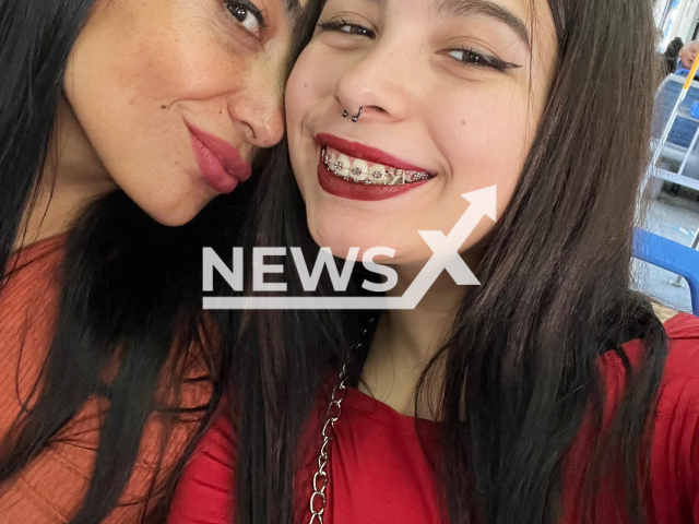Claudia Scrazzolo and her teenage daughter pose in undated photo. The daughter is being investigated for Claudia's murder after she was found dead in Tristan Suarez, Argentina, on Wednesday, 27 August 2025. Note: Private photo taken from social media. (Newsflash/NX)