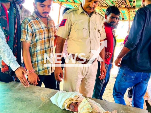 Picture  shows the baby that was found, undated. It was found abandoned with a stone in the mouth in Bhilwara, India, on Sept.23,2025. Note: Private photo. (Newsflash/NX)