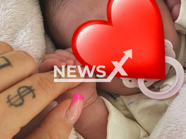 Picture shows the newborn girl, undated. Rapper 18 Karat has become a father. Note: Private photo. (@maya_vieira_silva/Newsflash/NX)
