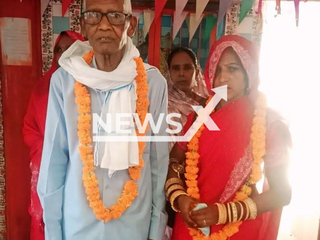 Picture shows Sangru Ram with his wife Manbhavati on their wedding day in Kuchhmuchh village in Uttar Pradesh's Jaunpur district, India, undated. The next morning he died. Note: Private photo. (Newsflash/NX)