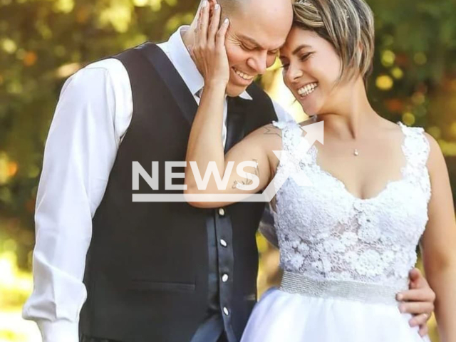 Andrea Carvalho Aita and Valter de Vargas Aita pose in undated photo. She killed him in Chapeco, Brazil on Sept. 07,2025. Note: Private photo taken from social media. (Newsflash/NX)
