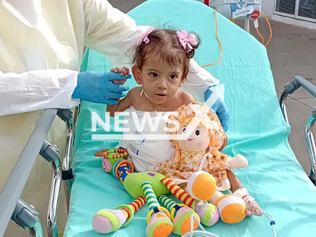Picture shows Aruna Rodrigues at the State Children's and Adolescents' Hospital in Goiania, Brazil. She passed away on Christmas Eve. Note: Private photo taken from social media. (Newsflash)