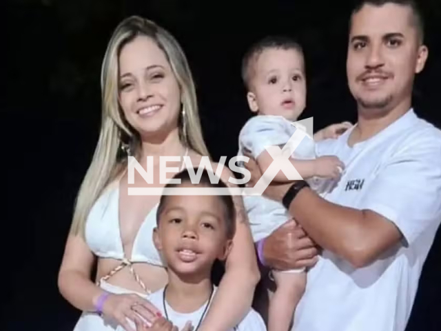 Picture shows the family killed in an accident in Paracatu, Brazil, undated. The victims, all from the same family, have been identified as Wider Carlos Lopes, 37; Jessica Iorrana Ferreira, 33; their son, Arthur Lopes, 4; and their unnamed nephew. Note: Private photo. (Newsflash)