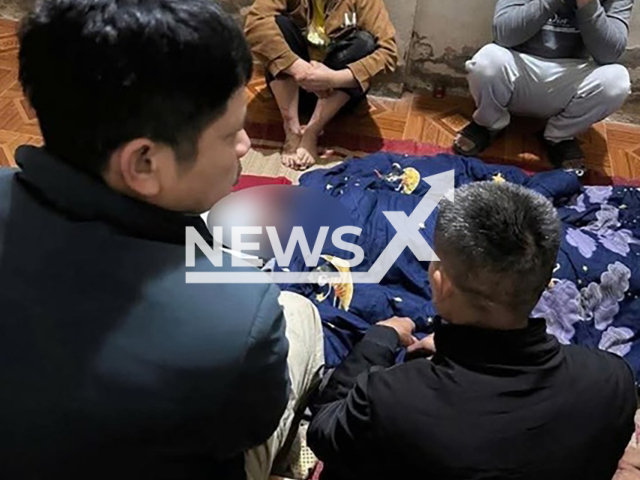 Picture shows the man's dead body, undated. His wife killed him during a fight in Lao Cai, Vietnam. Note: Private photo. (Newsflash)