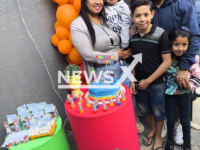 Antonio Batista De Lima, 35, poses with Tamara da Silva, 30, and children in undated photo. He stabbed her to death in Sorocaba, Brazil. Note: Private photo taken from social media. (Newsflash)