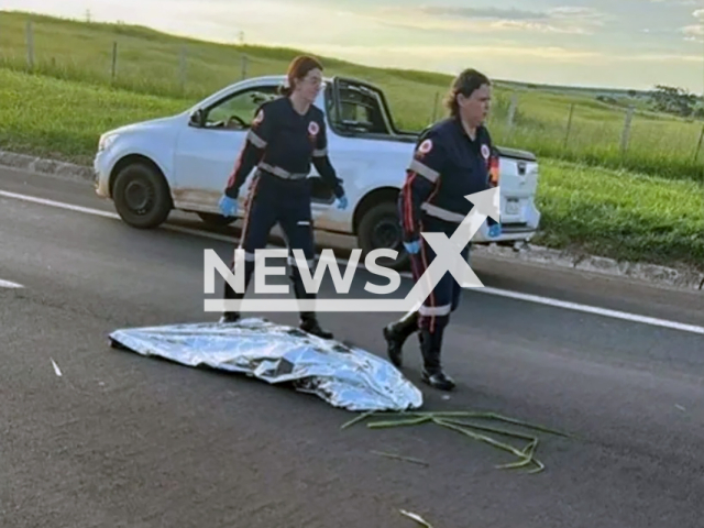 Picture shows the pedestrian hit by a car who was pronounced dead in Bauru, Brazil, on Jan.18,2026. She was left on the road by paramedics and resuscitated by first responders.  Note: Private photo. (Newsflash)