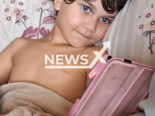 Picture shows Brenno Fernandes Girdziauckas, 4, at hospital, undated. He fell from the 10th floor of the building where he lives in Ribeirao Preto (SP), Brazil. Note: Private photo. (Newsflash)