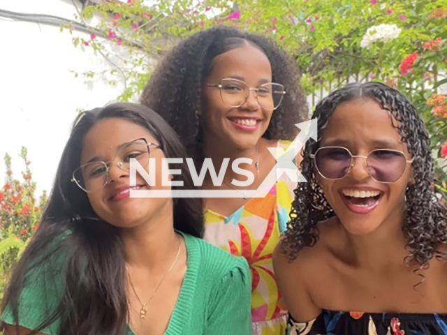 Picture shows the three sisters Lyandra, Lisandra, and Lisiane, undated. The sisters from Bahia, Brazil, confused the internet by revealing that they share the same parents and age, but are not triplets. Note: Permission obtained. (@eulisamatos/Newsflash)
