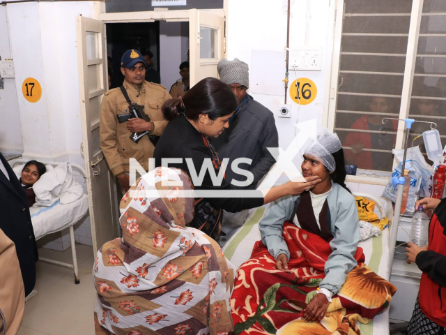 Picture shows an injured child, undated. A fairground collapsed in Jhabua, India. Note: Photo from Collector Office, Jhabua . (@collectorjhabua/Newsflash)