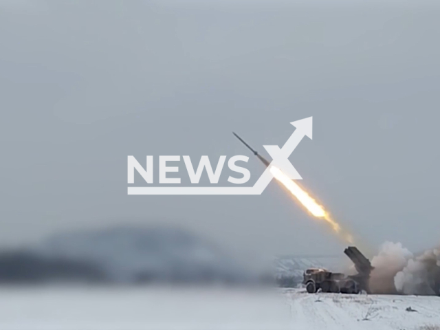 This image is a screen grab of the video supplied titled NewsX-FireUragan-01.mp4: Footage shows Russian Uragan multiple launch rocket system hitting positions of Ukrainian forces near Pokrovsk, Ukraine on Thursday, Jan. 22, 2026.(Clipzilla)