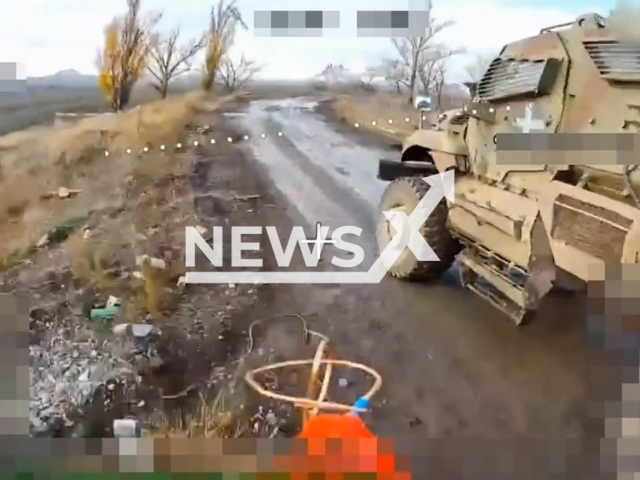 This image is a screen grab of the video supplied titled NewsX-AmbushDrones-01.mp4: Footage shows Russian FPV drone crews ambushing Ukrainian personnel and equipment near Pokrovsk, Ukraine on Friday, Jan. 23, 2026.(Clipzilla)